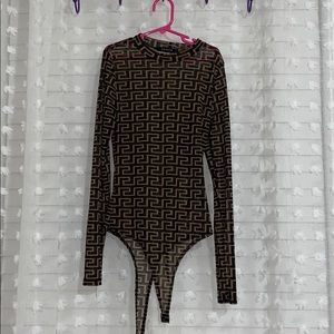 Cute Brown And Black Mesh One Piece